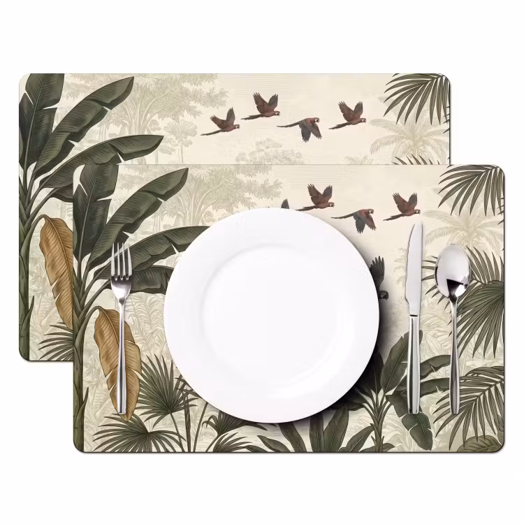 Tovaglietta – 6 pezzi - Pappagalli - Giungla - Tropicale - Verde — 2