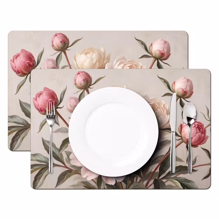 Tovaglietta – 6 pezzi - Peonie - Bouquet - Rosa — 2