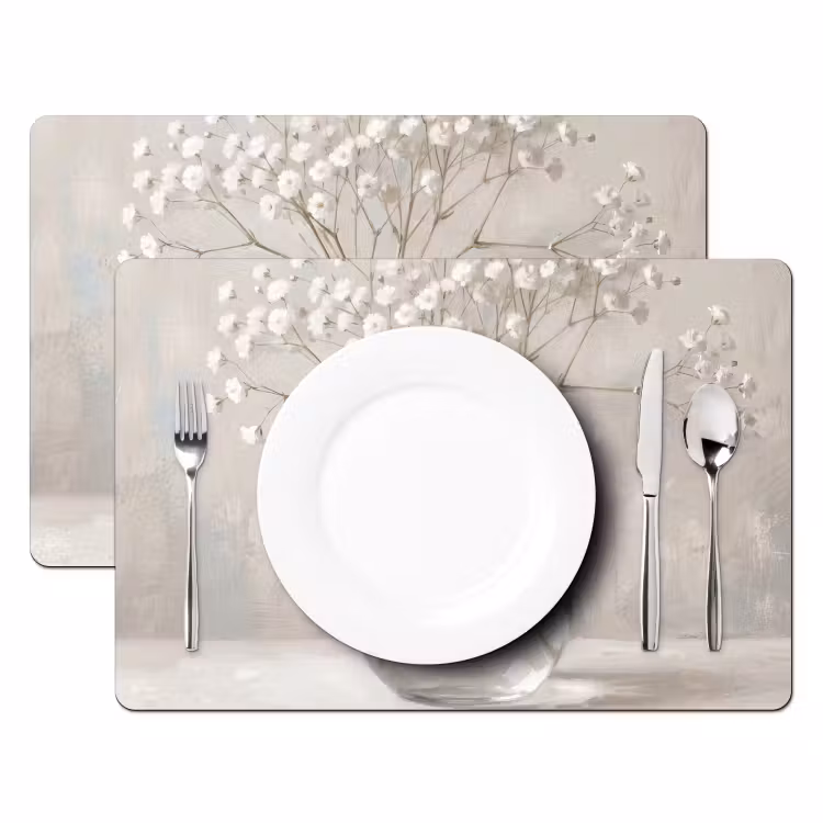 Tovaglietta – 6 pezzi - Plasterwort - Vaso - Bianco — 2