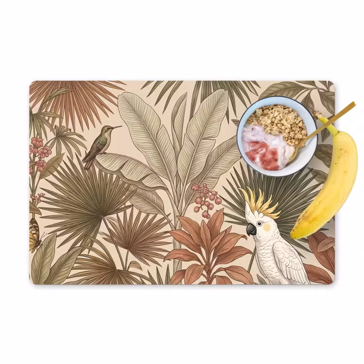 Tovaglietta – 6 pezzi - Tropicale - Uccelli - Beige — 1