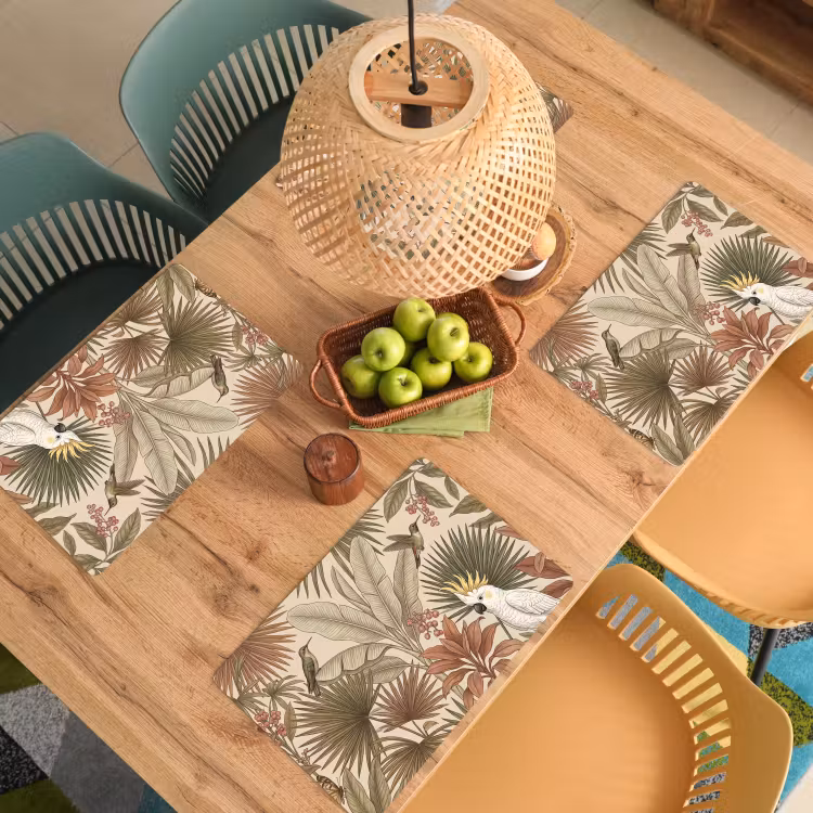 Tovaglietta – 6 pezzi - Tropicale - Uccelli - Beige — 3