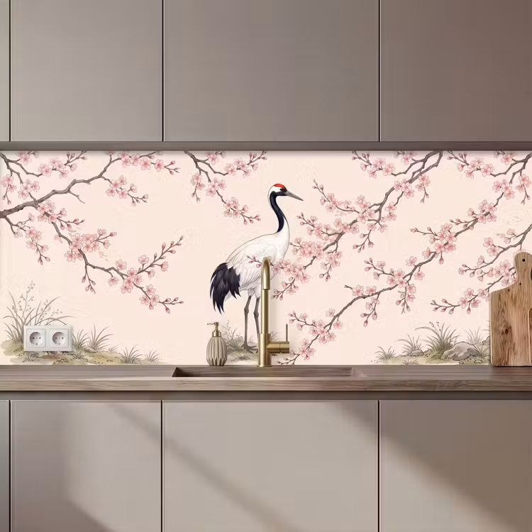 Schienale cucina - Asiatico - Gru - Beige — 1