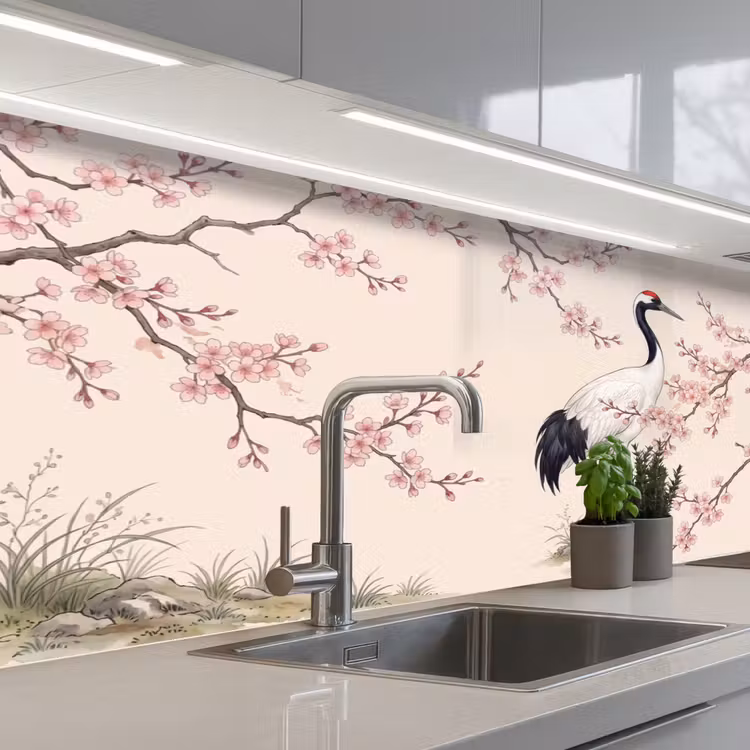 Schienale cucina - Asiatico - Gru - Beige — 2