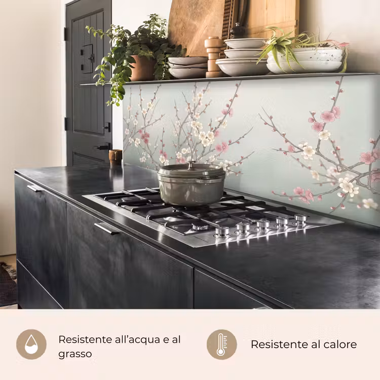 Schienale cucina - Ciliegia - Fiore - Verde — 5