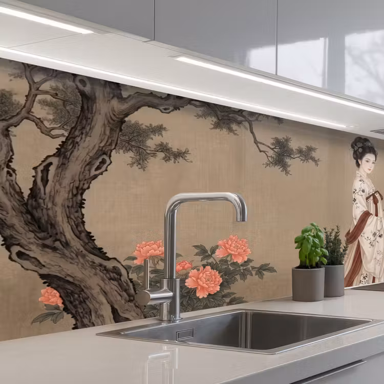 Schienale cucina - Donna - Asia - Arte - Beige — 2
