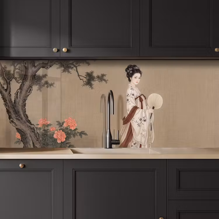 Schienale cucina - Donna - Asia - Arte - Beige — 6