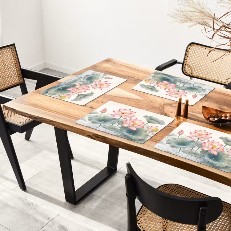 Tovaglietta – 6 pezzi - Acquerello - Fiori di loto - Colorato — 4