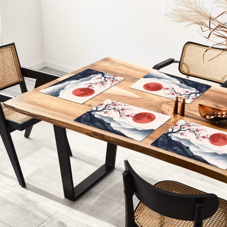 Tovaglietta – 6 pezzi - Fiori di ciliegio - Orientale - Rosso — 4