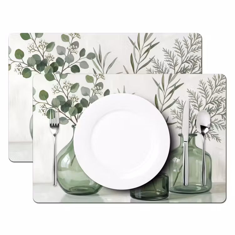 Tovaglietta – 6 pezzi - Vasi - Foglie - Verde — 2