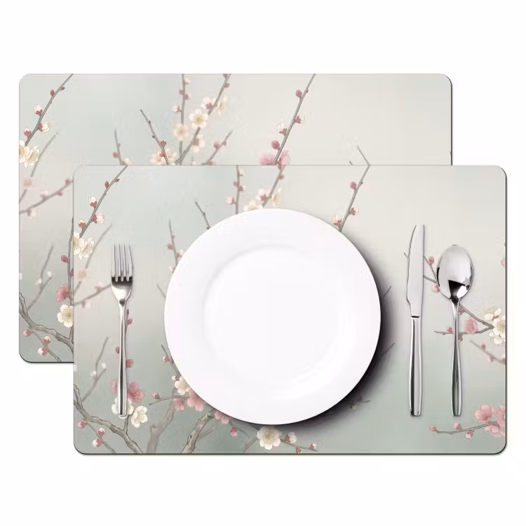 Tovaglietta – 6 pezzi - Ciliegia - Fiore - Verde — 2
