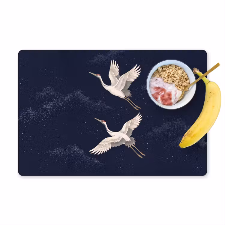 Tovaglietta – 6 pezzi - Gru - Cielo notturno - Blu — 1