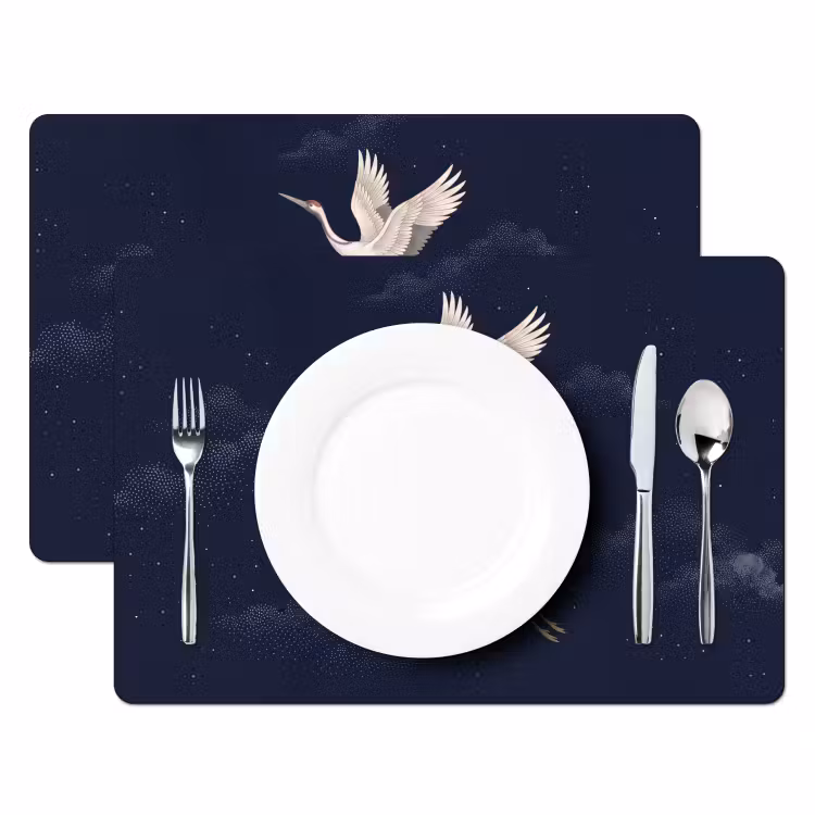 Tovaglietta – 6 pezzi - Gru - Cielo notturno - Blu — 2