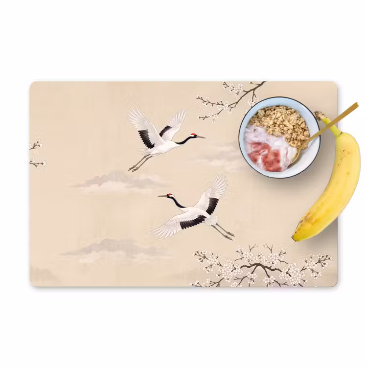 Tovaglietta – 6 pezzi - Gru - Fiore - Beige — 1