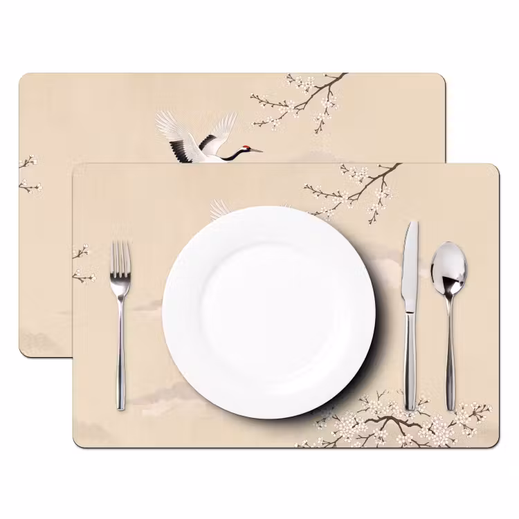 Tovaglietta – 6 pezzi - Gru - Fiore - Beige — 2