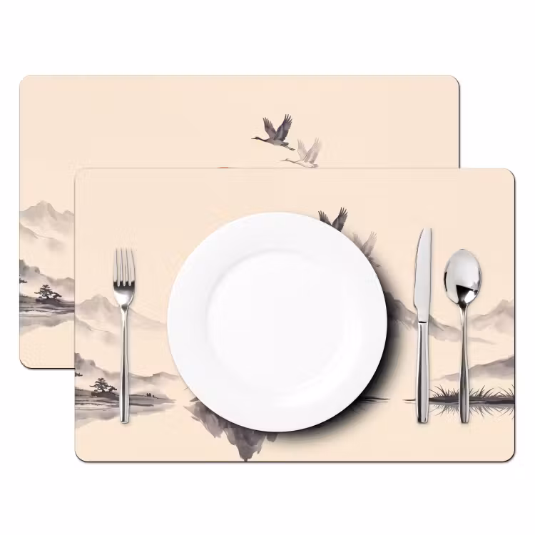 Tovaglietta – 6 pezzi - Orientale - Gru - Paesaggio — 2