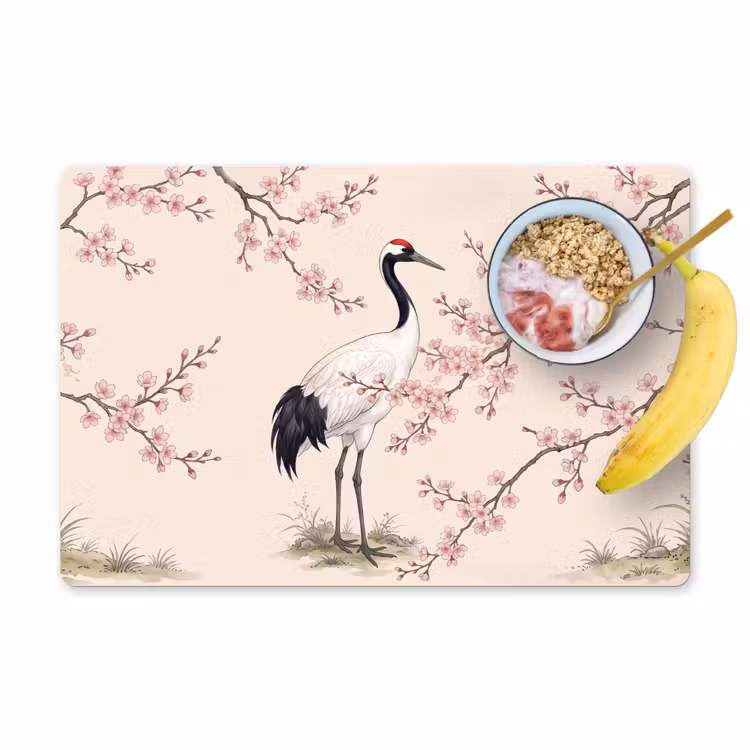 Tovaglietta – 6 pezzi - Asiatico - Gru - Beige — 1