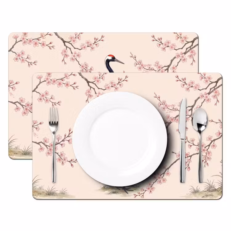 Tovaglietta – 6 pezzi - Asiatico - Gru - Beige — 2