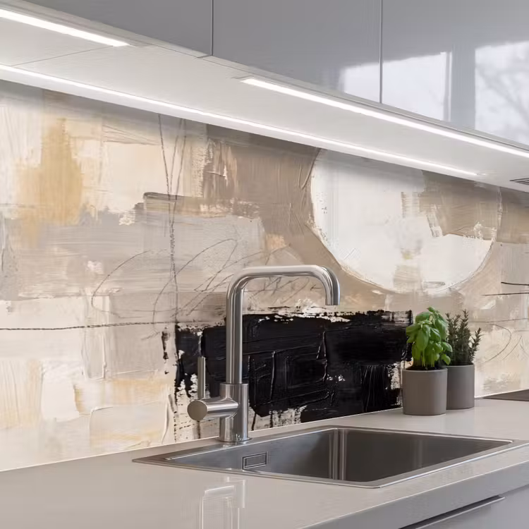 Schienale cucina - Astratto - Cerchio - Moderno - Beige - Nero - Minimalista — 2