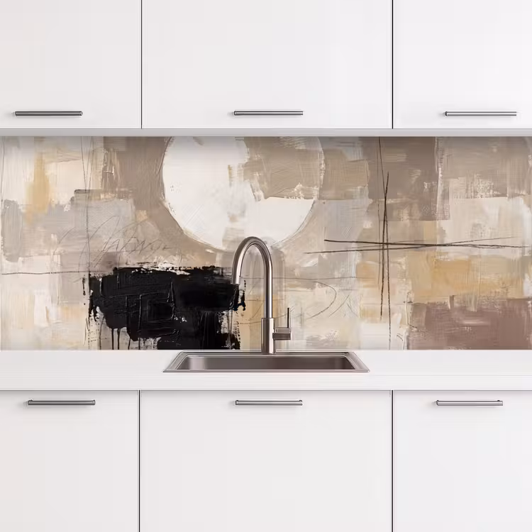 Schienale cucina - Astratto - Cerchio - Moderno - Beige - Nero - Minimalista — 4