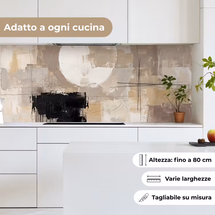Schienale cucina - Astratto - Cerchio - Moderno - Beige - Nero - Minimalista — 7