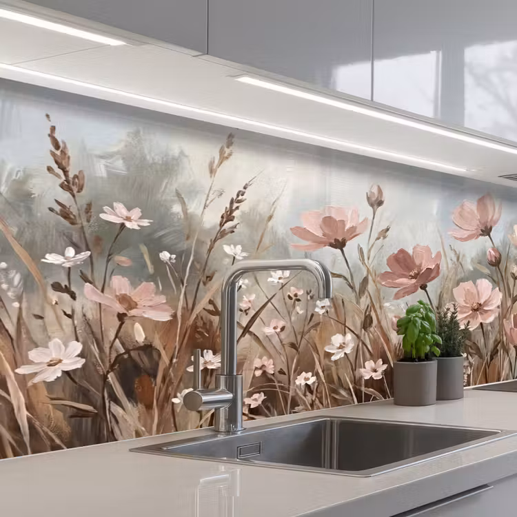 Schienale cucina - Fiori - Botanica - Pittura - Pastello - Rustico — 2