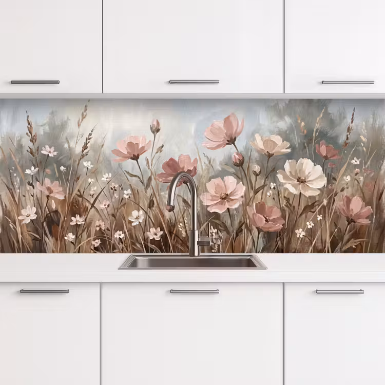 Schienale cucina - Fiori - Botanica - Pittura - Pastello - Rustico — 4