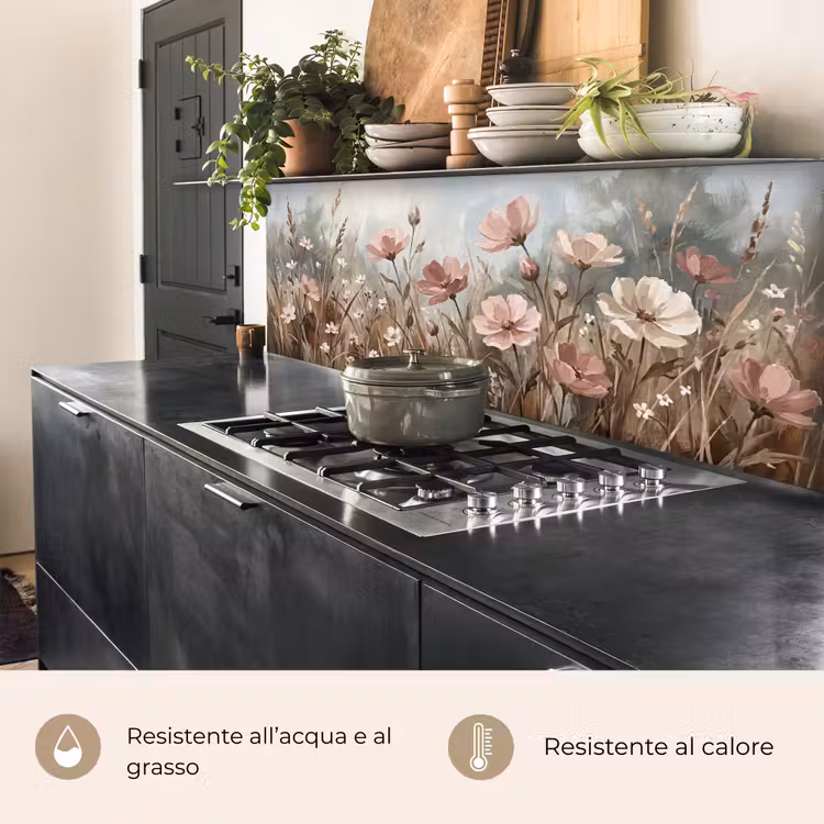 Schienale cucina - Fiori - Botanica - Pittura - Pastello - Rustico — 5