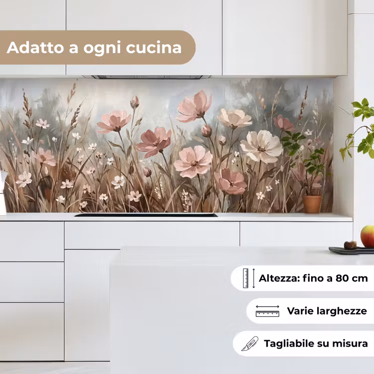 Schienale cucina - Fiori - Botanica - Pittura - Pastello - Rustico — 7