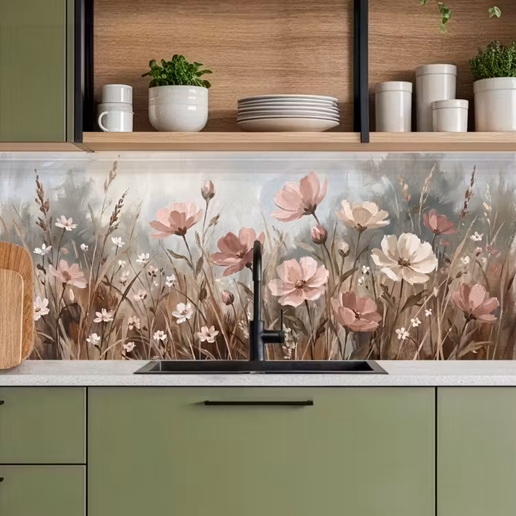 Schienale cucina - Fiori - Botanica - Pittura - Pastello - Rustico — 8