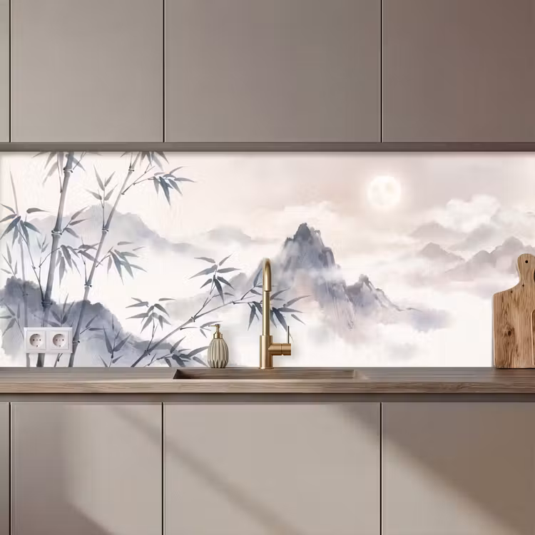 Schienale cucina - Bambù - Asia - Grigio — 1