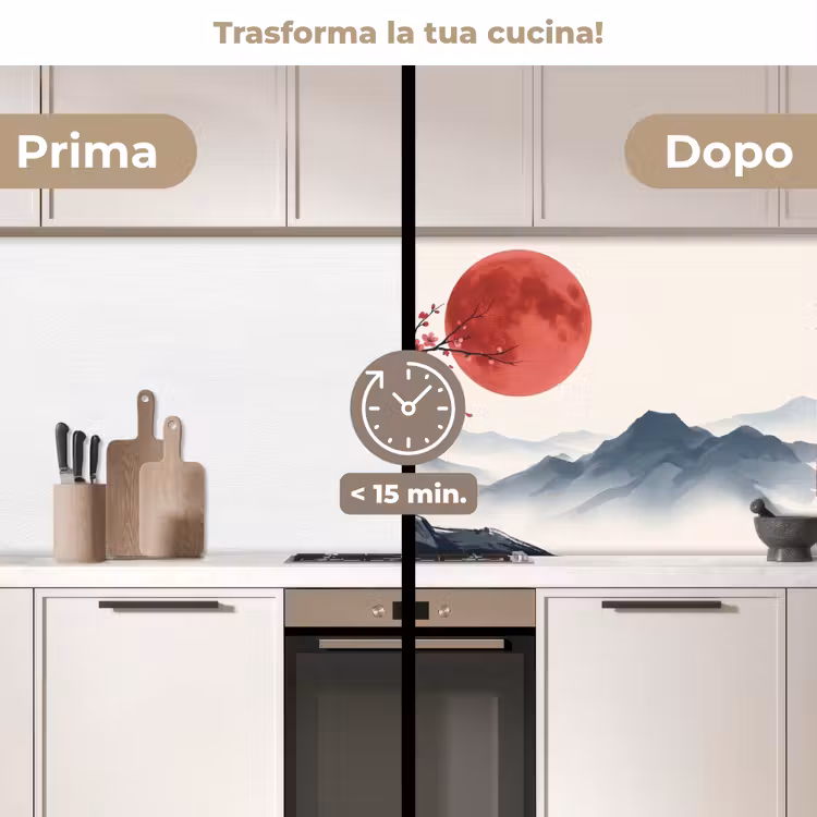 Schienale cucina - Fiori di ciliegio - Orientale - Rosso — 3