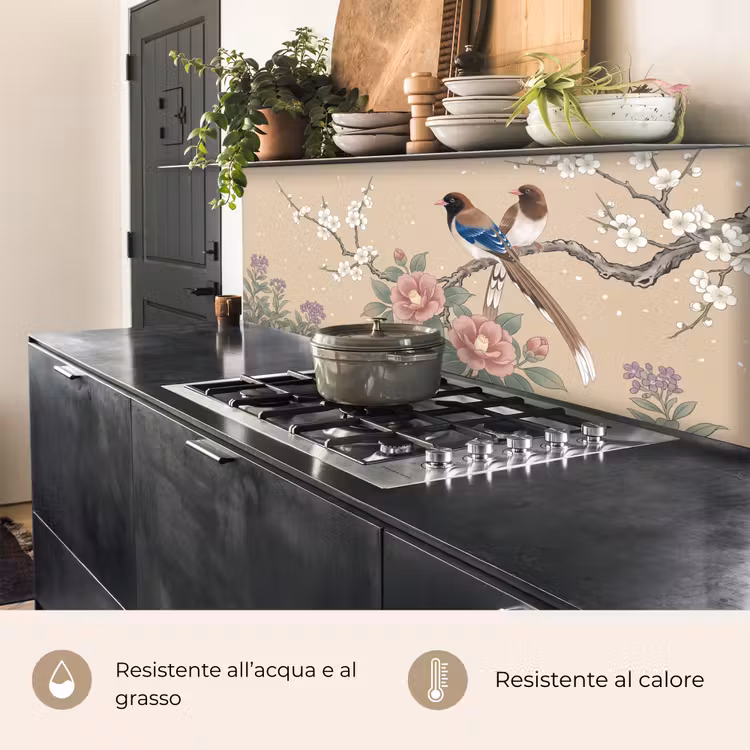 Schienale cucina - Fiori - Uccelli - Fiori — 5