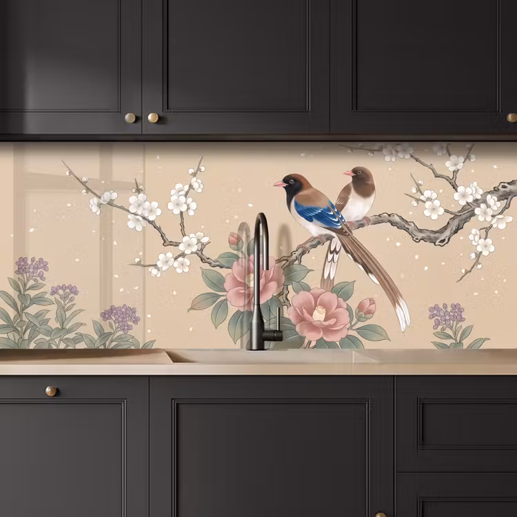 Schienale cucina - Fiori - Uccelli - Fiori — 6