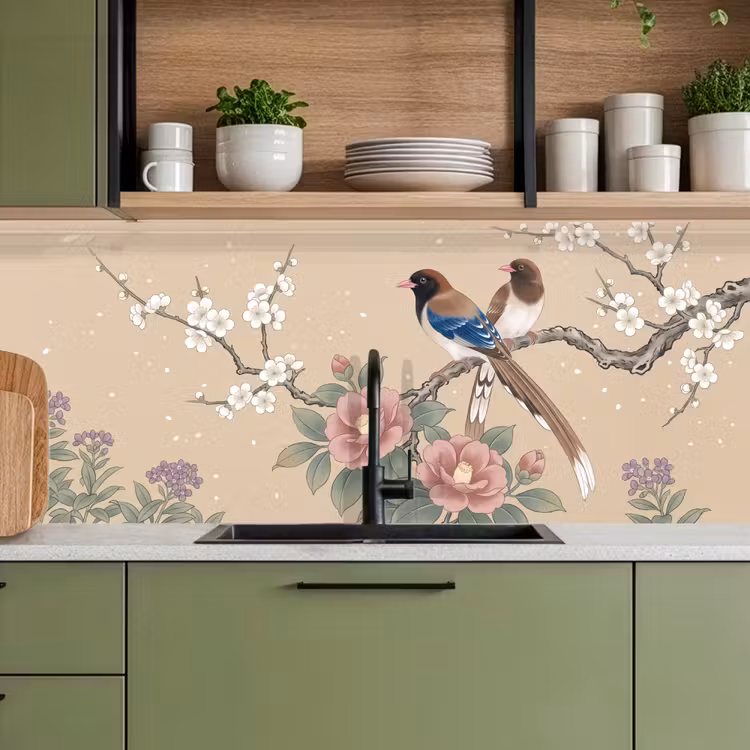Schienale cucina - Fiori - Uccelli - Fiori — 8