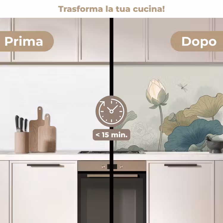 Schienale cucina - Loto - Fiori - Verde — 3