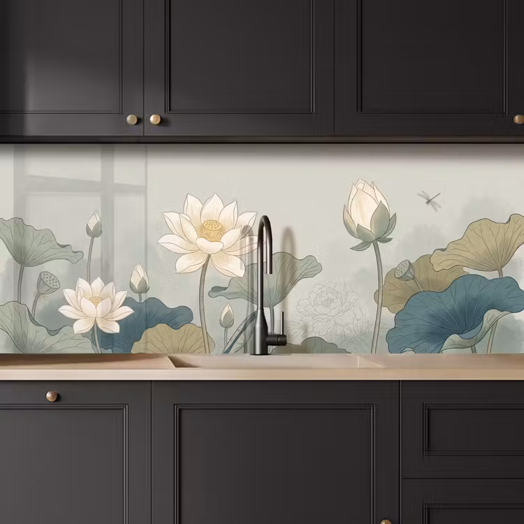 Schienale cucina - Loto - Fiori - Verde — 6