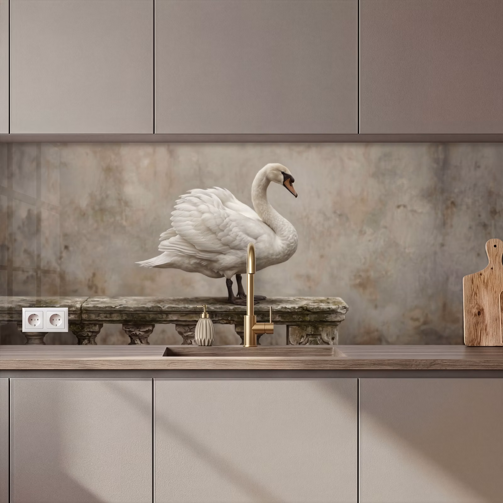 Schienale cucina - Cigno - Elegante - Animali - Bianco — 1