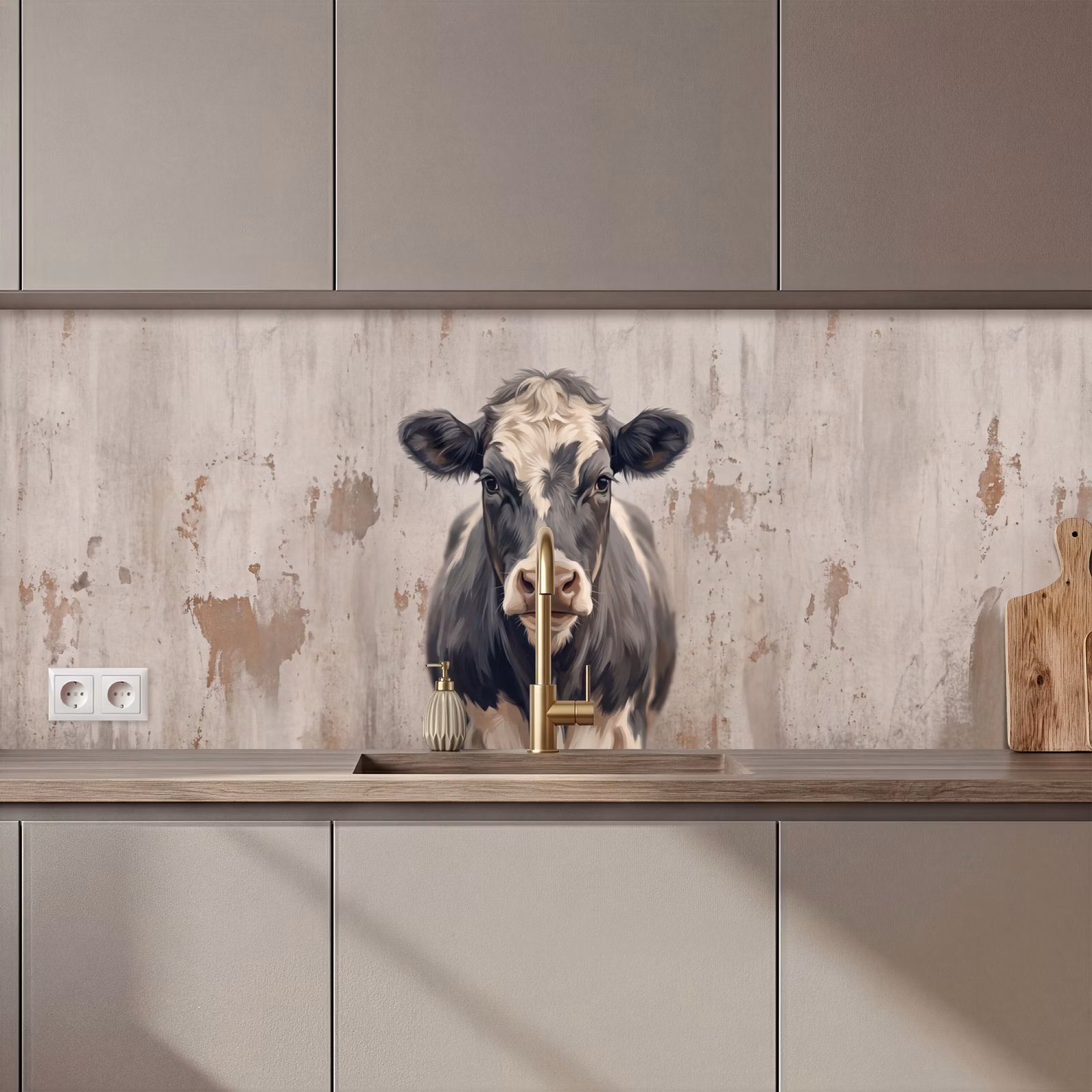 Schienale cucina - Mucca - Ritratto - Animali - Moderno — 1