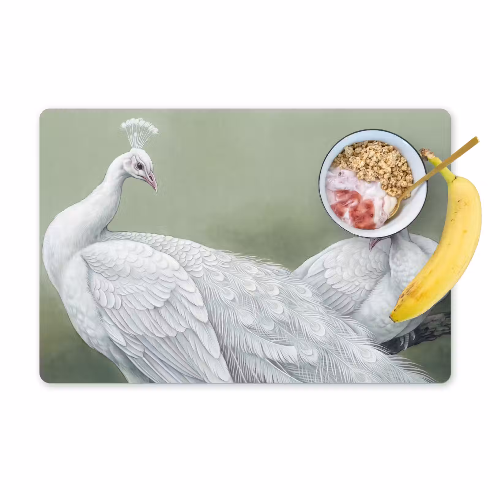 Tovaglietta – 6 pezzi - Pavoni - Bianco - Natura - Verde — 1