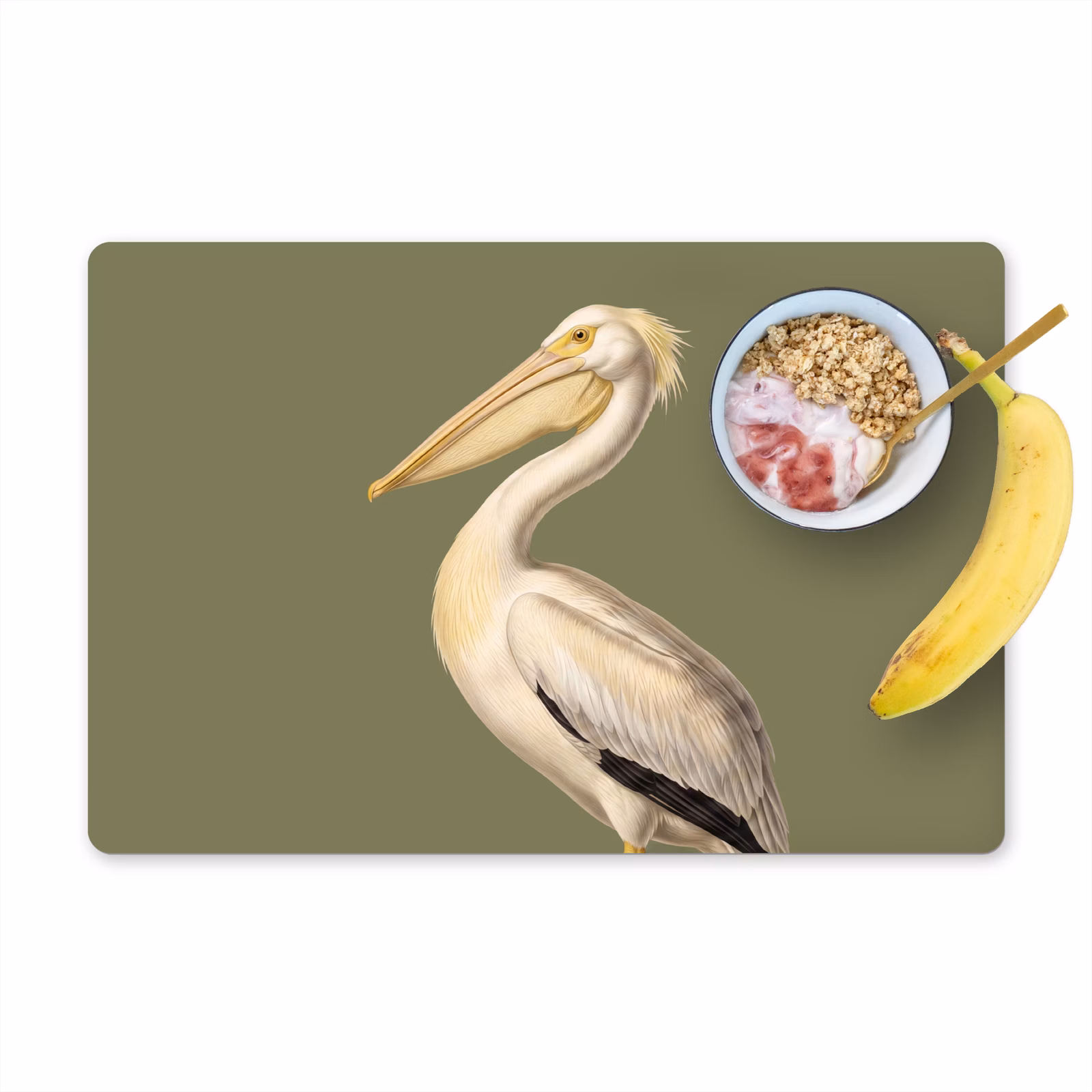 Tovaglietta – 6 pezzi - Pellicano - Bianco - Uccello - Classico - Natura — 1