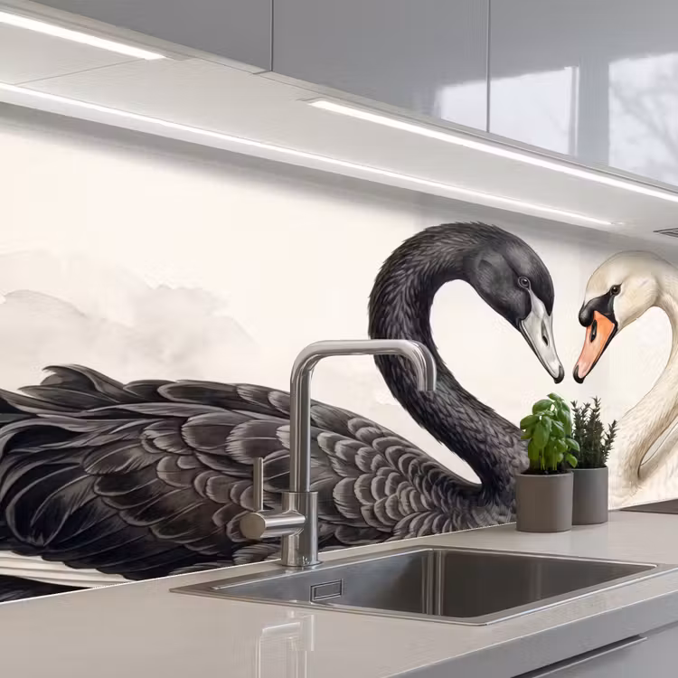 Schienale cucina - Cigni - Forma di cuore - Animali — 2