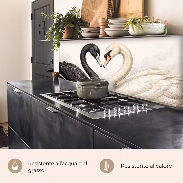 Schienale cucina - Cigni - Forma di cuore - Animali — 5