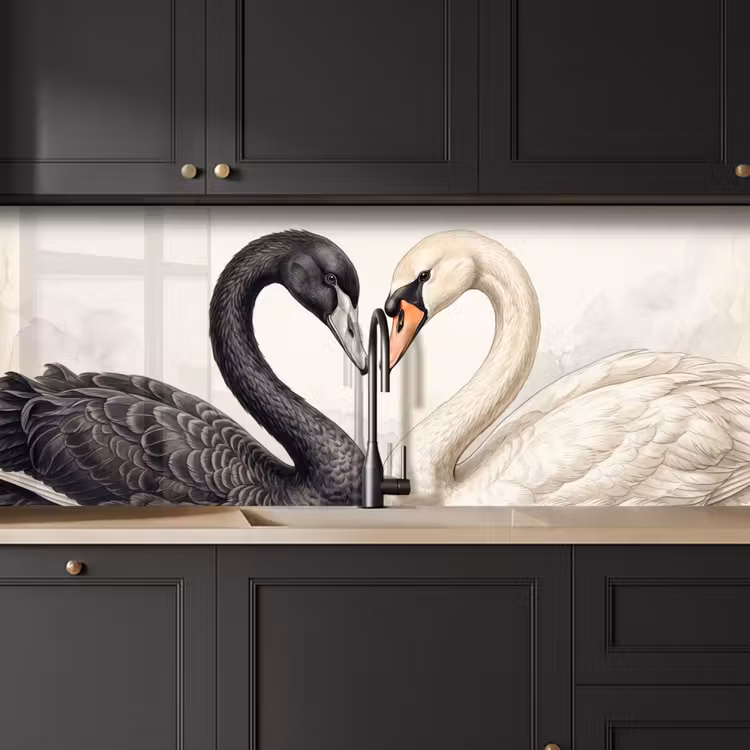 Schienale cucina - Cigni - Forma di cuore - Animali — 6