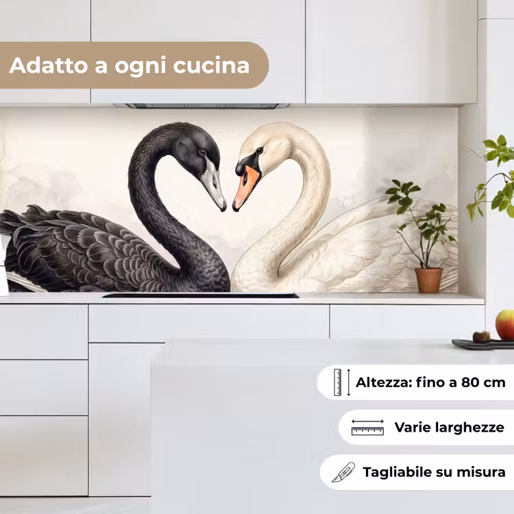 Schienale cucina - Cigni - Forma di cuore - Animali — 7