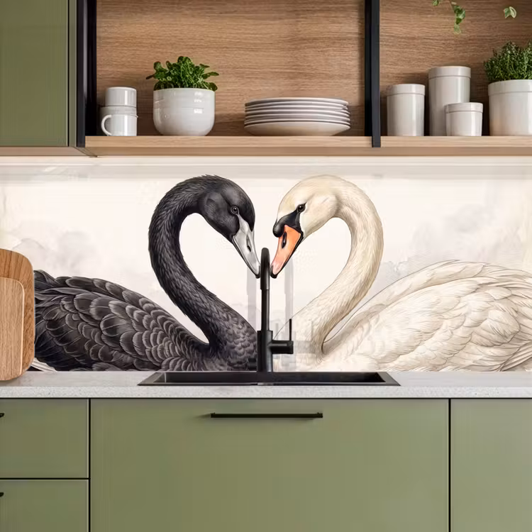 Schienale cucina - Cigni - Forma di cuore - Animali — 8