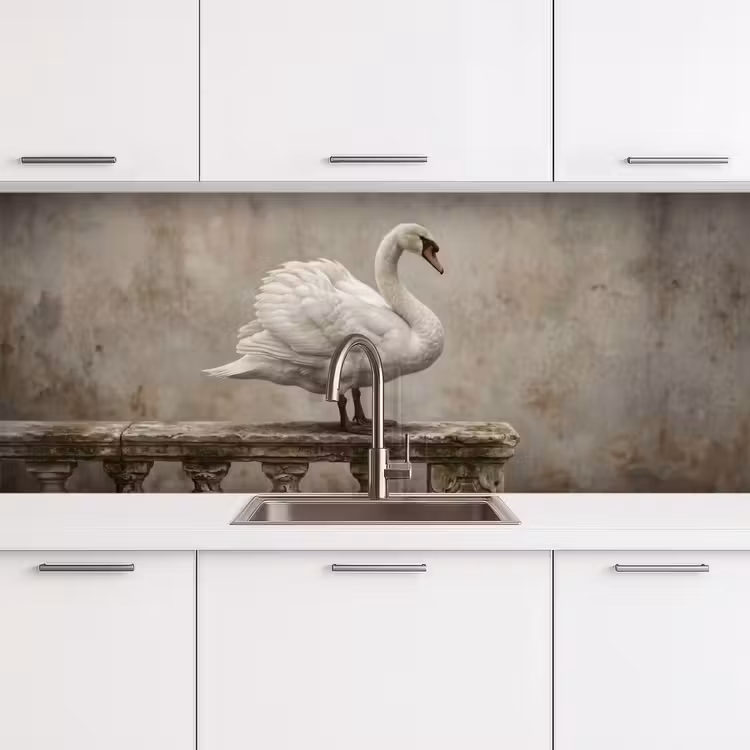 Schienale cucina - Cigno - Elegante - Animali - Bianco — 4