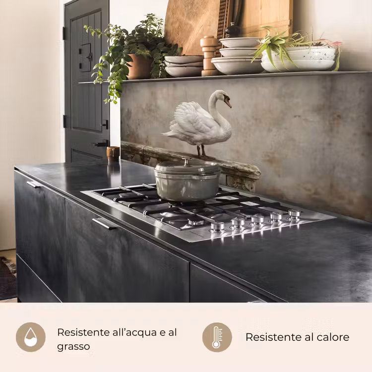 Schienale cucina - Cigno - Elegante - Animali - Bianco — 5
