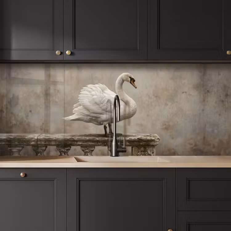Schienale cucina - Cigno - Elegante - Animali - Bianco — 6