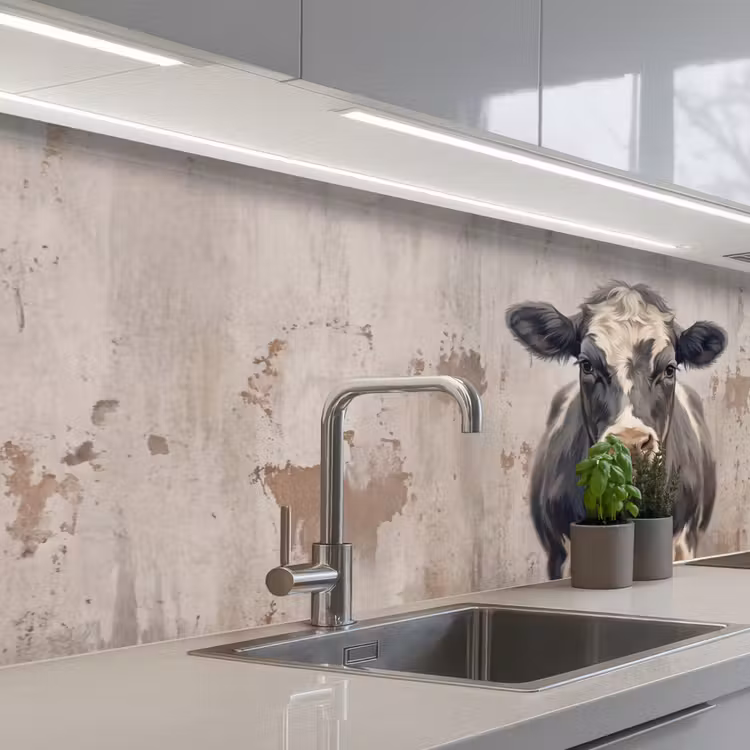Schienale cucina - Mucca - Ritratto - Animali - Moderno — 2