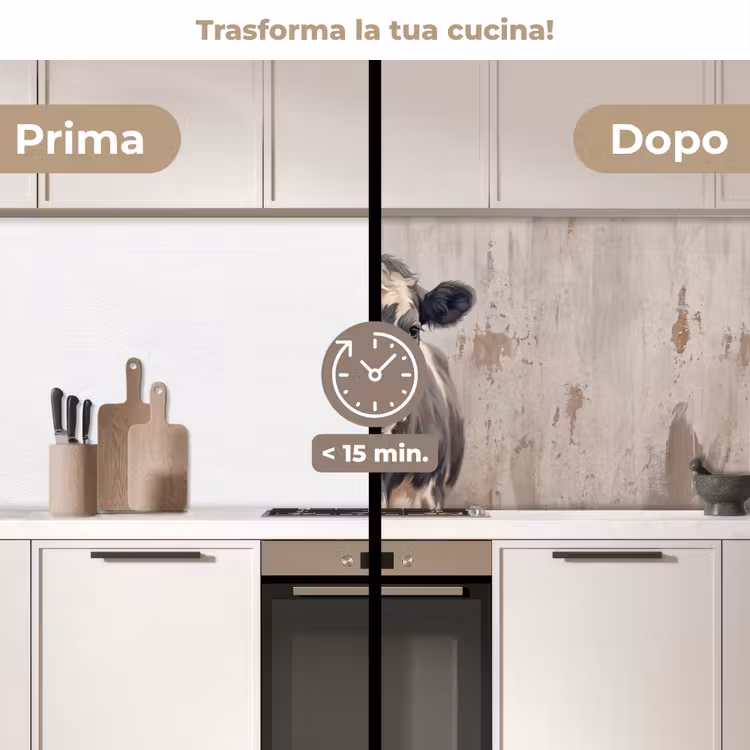 Schienale cucina - Mucca - Ritratto - Animali - Moderno — 3